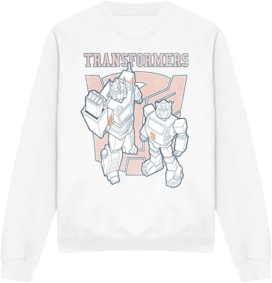 Sweatshirt unissexo Transformers Generations Collegiate Bumblebee and Optimus, sweatshirt branca