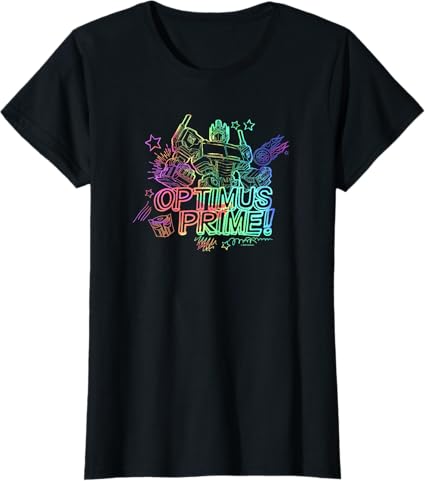 T-shirt Transformers Optimus Prime com contorno do arco-íris do orgulho