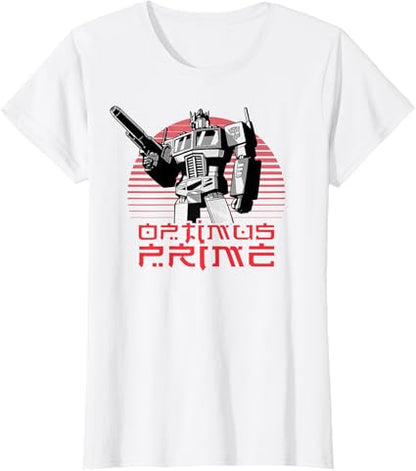 T-shirt Transformers Optimus Prime Retro Kanji Sunset Portrait