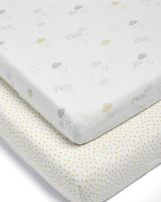 Pack de 2 lençóis ajustáveis para berço/cama Mamas & Papas, creme