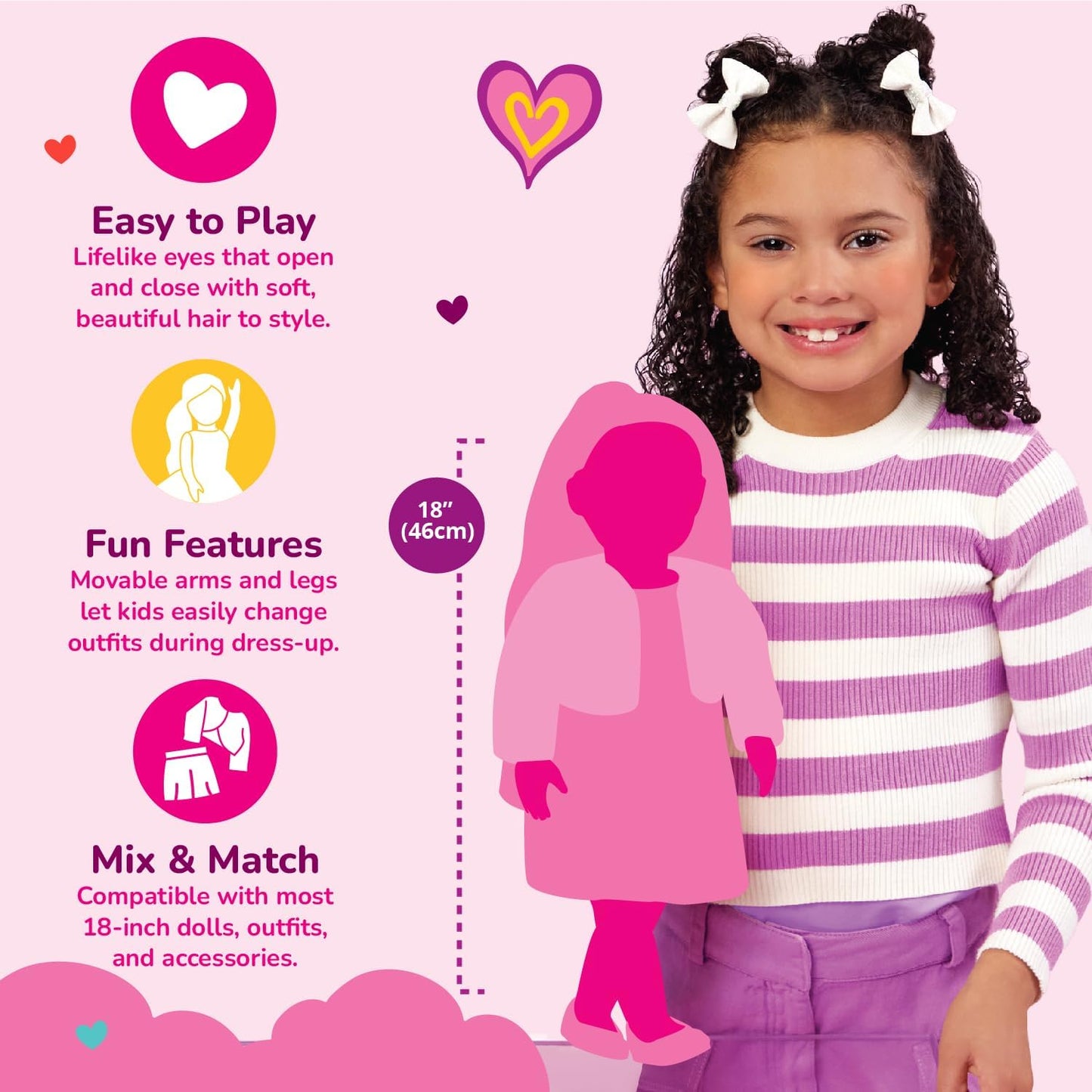 A Nossa Geração – Boneca Bailarina de 45 cm – Acessório Quebra-Nozes – Fato de Ballet – Olhos Azuis e Cabelo Castanho – Clara