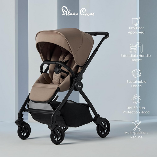 Silver Cross - Dune 2 Pushchair Ultimate Bundle, First Bed Carrycot, pacote de acessórios e cadeira auto Dream i-Size e base - Sistema de viagem para estilos de vida urbanos - Recém-nascido a 4 anos (22 kg) - Mocha