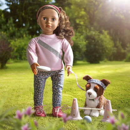Conjunto de treino de agilidade para bonecas Our Generation 45 cm com animais de estimação Natalia e Nillie – Acessórios de brincadeira de 46 cm para bonecas e cães – Brinquedo de faz de conta educativo para crianças a partir de 3 anos
