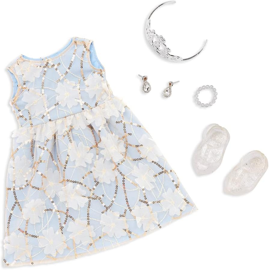 Our Generation – Boneca de 45 cm com vestido floral – Cabelo loiro e olhos azuis – Acessórios de joalharia – Brincadeira de faz de conta – Brinquedos para crianças a partir dos 3 anos – Ellory