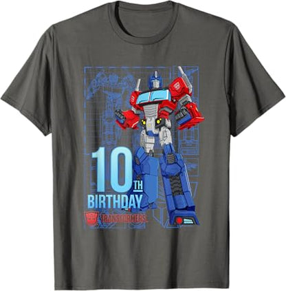 T-shirt de aniversário dos 10 anos do Optimus Prime dos TRANSFORMERS