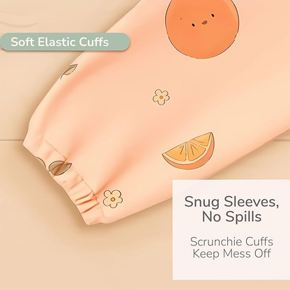 Babete de manga comprida Tiny Trees para bebé com bolso – Macacão impermeável para desmame, blusa grande para bebé e criança dos 6 aos 36 meses – Fácil de limpar, leve, resistente a manchas, à prova de puxões e lavável à máquina