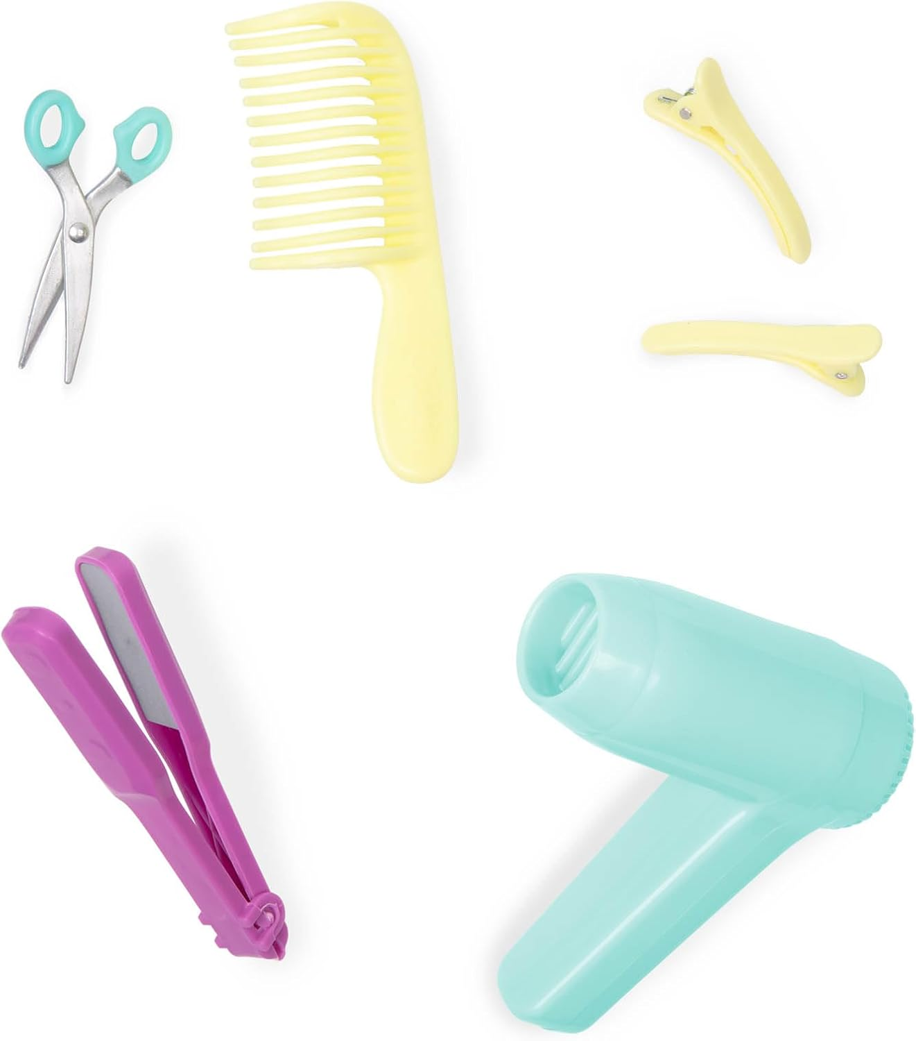 Our Generation – Conjunto de cadeira de salão ajustável – Secador de cabelo e ferramentas de modelação – Acessórios para bonecas de 45 cm – Brincadeira de faz de conta – Brinquedos para crianças a partir dos 3 anos – Cadeira de salão bonita e sentada