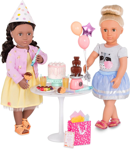 A Nossa Geração – Acessórios para Festa de Bonecas de 18 Polegadas – Bolo de Aniversário e Balões – Comida e Material de Faz de Conta – Brincadeira Imaginativa – Brinquedos para Crianças a partir dos 3 Anos – Conjunto de Aniversário Doce Celebração