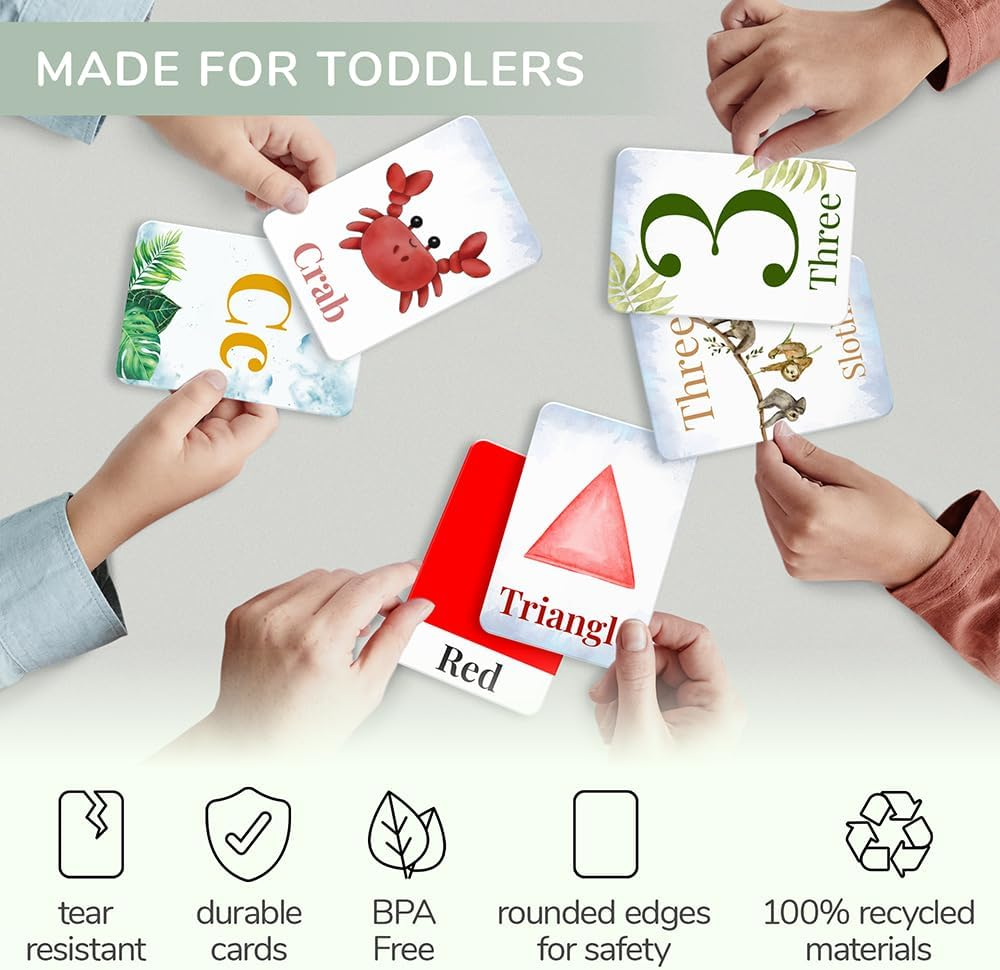 Tiny Trees® 43 Flash Cards para crianças de 2 anos I Animais, letras, números, formas e cores I Primeiras palavras Flash Cards - Inclui guia de exercícios para atividades de aprendizagem