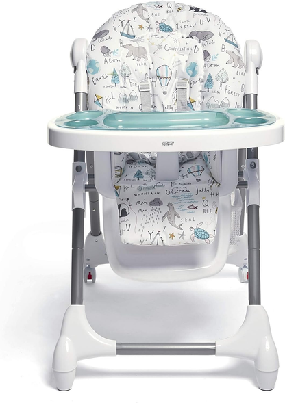 Cadeira de refeição ajustável Mamas & Papas Snax, reclinável, dobrável com tabuleiro amovível, Happy Planet