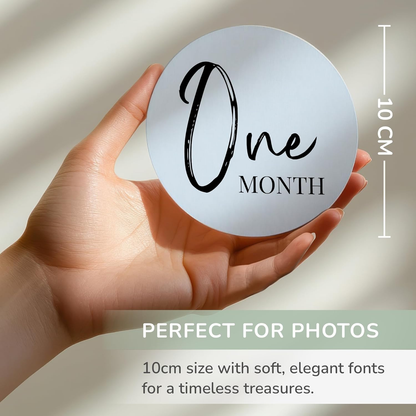 Discos marcadores de marcos mensais Tiny Trees Baby - Cartões de marcos mensais frente e verso para bebés, acessórios para fotos para anúncio de bebé, placas neutras para recém-nascidos, meninos e meninas