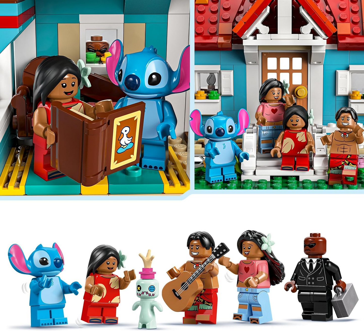 LEGO ǀ Disney Lilo and Stitch Beach House Building Kit, conjunto de construção detalhado para crianças e fãs, opções divertidas de brincadeira de faz de conta para meninas e meninos que adoram as personagens e naves espaciais 43268