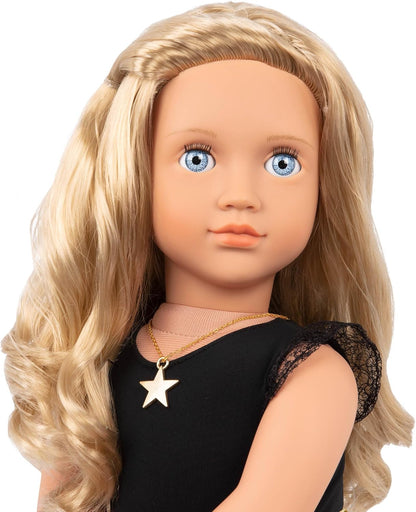 A Nossa Geração – Boneca Starry Fashion Starter de 45 cm – Stella – Cabelo loiro e olhos azuis – 3 roupas e acessórios de estilo em caixa de oferta – Brincadeira de faz de conta para maiores de 3 anos