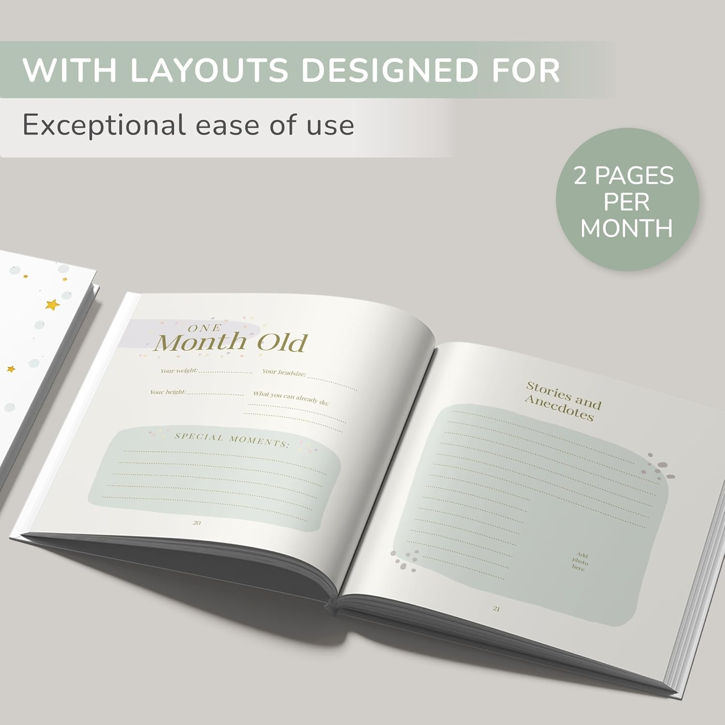 Livro de Memórias e Diário de Gravidez Tiny Trees® para Bebés – Presente de recordação para chás de bebé | Registar marcos, crescimento mensal e árvore genealógica - Diário para futuras mamãs, papás e pais