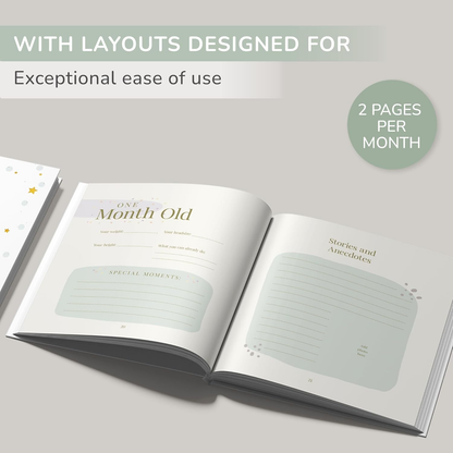 Livro de Memórias e Diário de Gravidez Tiny Trees® para Bebés – Presente de recordação para chás de bebé | Registar marcos, crescimento mensal e árvore genealógica - Diário para futuras mamãs, papás e pais