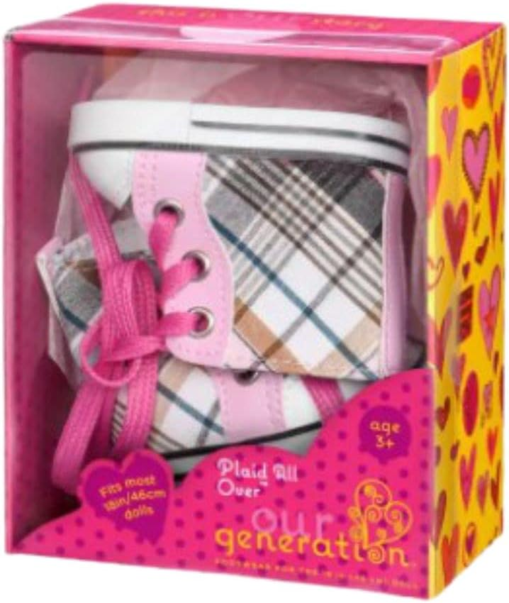 Sapatos de cano alto xadrez Our Generation para bonecas de 18"