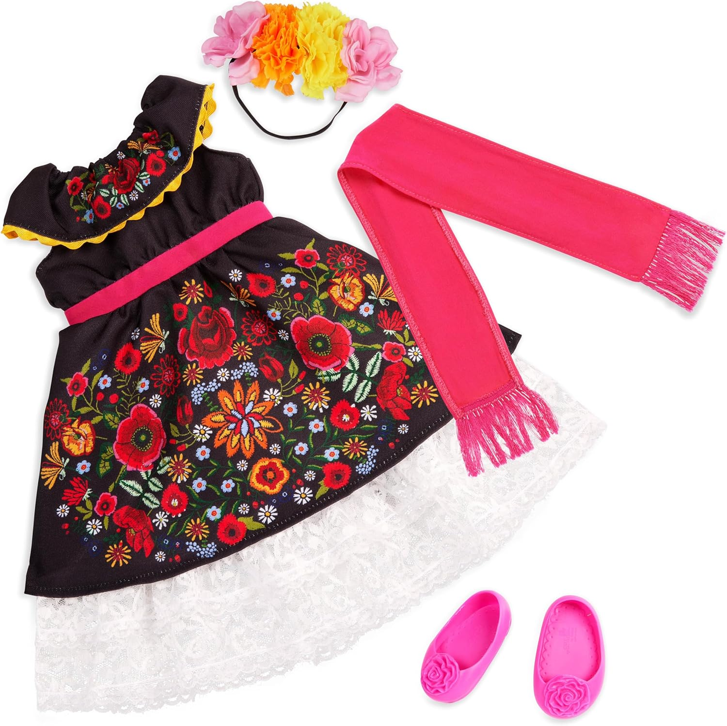 A Nossa Geração – Boneca Día de los Muertos Edição Especial de 45 cm – Coroa de Flores e Pintura Facial Assinatura Calavera – Vestido Autêntico com Detalhes Florais – Esperanza