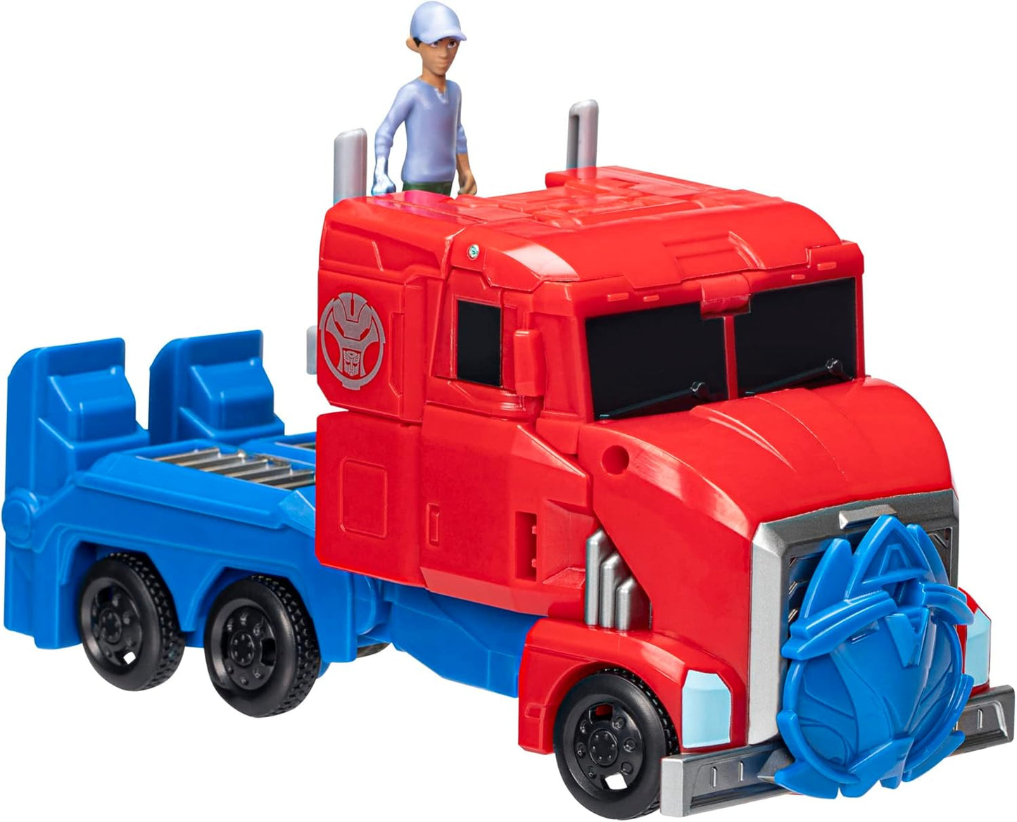 Transformers F7663 Toys EarthSpark Spin Changer, Multicolorido, Figura de Acção Optimus Prime de 20 cm com Figura Robby Malto de 5 cm, para maiores de 6 anos