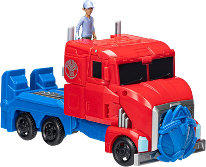 Transformers F7663 Toys EarthSpark Spin Changer, Multicolorido, Figura de Acção Optimus Prime de 20 cm com Figura Robby Malto de 5 cm, para maiores de 6 anos