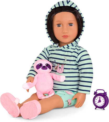 A Nossa Geração - Fato de Preguiça Sonolenta - Fato de Pijama e Peluche para Bonecas de 46 cm, Brinquedo de Peluche Preguiça, Acessórios para Dormir, Fato de Pijama com Capuz