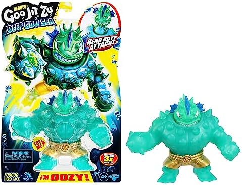 Heróis do Goo Jit Zu Deep Goo Sea Foogoo Hero Pack. Brinquedo super gosmento e cheio de gosma. Com recurso de ataque de cabeçada. Estique-o 3 vezes o seu tamanho!