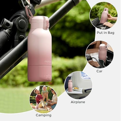 Aquecedor de Mamadeiras Portátil Momcozy para Viagem – Modos de Aquecimento Duplos para Leite Materno e Água, Aquecedor de Leite Portátil com Aquecimento Rápido e Bateria de Longa Duração, Grande Capacidade de 500 ml, Rosa
