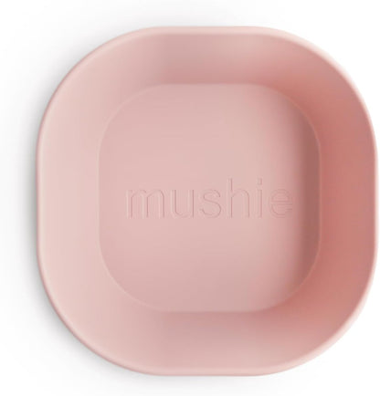 Mushie Tigelas para Jantar Infantil | Conjunto de 2 Tigelas Quadradas | Reutilizáveis e Livres de BPA | Podem ser Lavadas na Lava-louças e Usadas no Micro-ondas | Fabricadas na Dinamarca (Rosa)