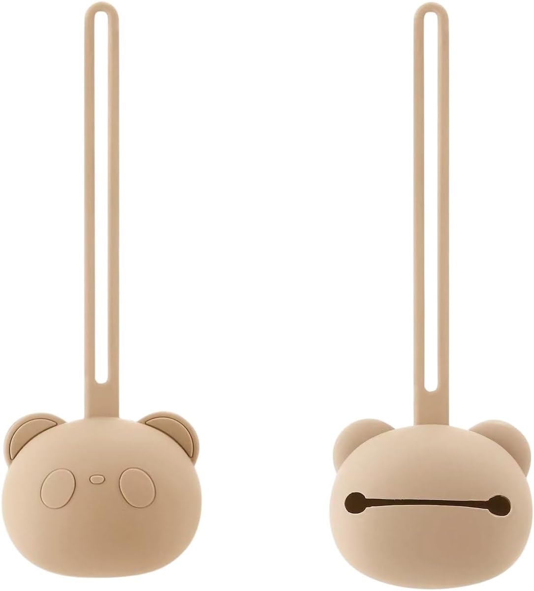PandaEar Conjunto de 2 Estojos Porta-Chupetas de Silicone em Formato de Urso com Alça para Viagem e Uso Portátil, Recipiente Macio e Portátil para Chupetas de Bebês Recém-Nascidos e Crianças Pequenas