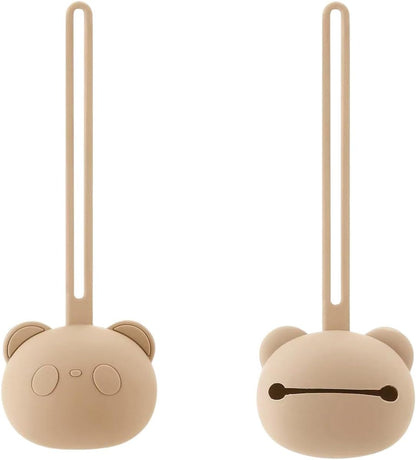 PandaEar Conjunto de 2 Estojos Porta-Chupetas de Silicone em Formato de Urso com Alça para Viagem e Uso Portátil, Recipiente Macio e Portátil para Chupetas de Bebês Recém-Nascidos e Crianças Pequenas