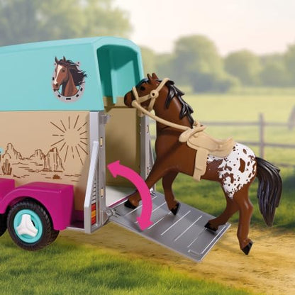 Playmobil | I Love Horses | Veículo Off-Road com Reboque para Cavalos | Conjunto de transporte com amazona, cavalo, acessórios e rampa móvel | Para crianças a partir de 4 anos | 72129