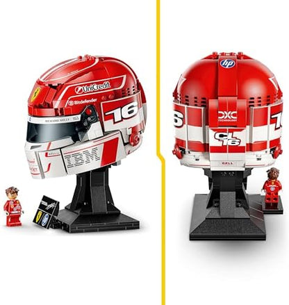 LEGO Capacete Editions Scuderia Ferrari HP Charles Leclerc - Produto Oficial de F1 - Kit de Modelo para Exibição com Minifigura Colecionável - Presente para Meninos a partir de 14 Anos e Fãs Adultos de Automobilismo - 43014