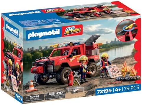 Playmobil | City Action | Picape de Bombeiros | Veículo de Emergência Off-Road com Função de Jato de Água Real, Guincho e Muitos Acessórios | Para Crianças a Partir de 4 Anos | 72194