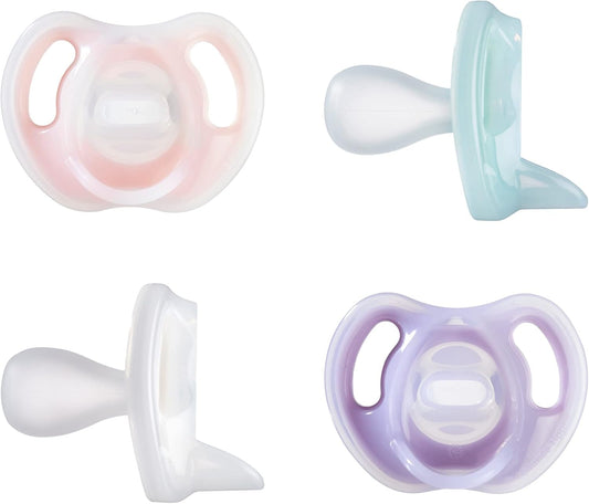 Tommee Tippee Chupeta de silicone ultraleve, design simétrico de uma peça, binkies de silicone sem BPA e chupeta de silicone ultraleve, design simétrico de uma peça, binkies de silicone sem BPA
