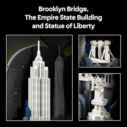 LEGO Architecture Nova Iorque – A Grande Maçã - Kit de Modelo em Miniatura para Adultos - Decoração de Prateleira 3D com Pontos Turísticos, incluindo Empire State Building e Ponte do Brooklyn - Ideia de Presente DIY - 21066
