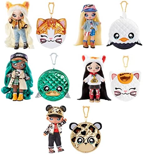 Na! Na! Na! Surprise Glam Series 2 - Boneca de Pelúcia Inspirada na Pata Mallory com Cabelo Verde e Bolsa Metálica com Clipe de Animal - Colecionável - Presente para Crianças a partir de 5 Anos