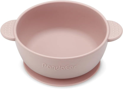 PandaEar Conjunto de 3 Tigelas para Bebê com Ventosa | Tigela de Silicone Fixa para Alimentos de Bebês, Crianças e Bebês | Silicone Macio, Seguro e Livre de BPA, de Grau Alimentício (Rosa, Verde e Bege Claro)