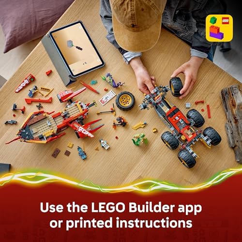 LEGO NINJAGO Land Bounty - Brinquedo Ninja 3 em 1 que se transforma em barco voador, carro e moto - Inclui 6 minifiguras - Presente de aniversário para meninos a partir de 9 anos e fãs de Dragon Ball Rising - 71869