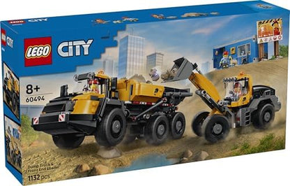 LEGO City Caminhão Basculante e Pá Carregadeira - Veículos de Construção com Funções Interativas e 3 Minifiguras - Presente de Aniversário STEM para Meninos a partir de 8 Anos - 60494