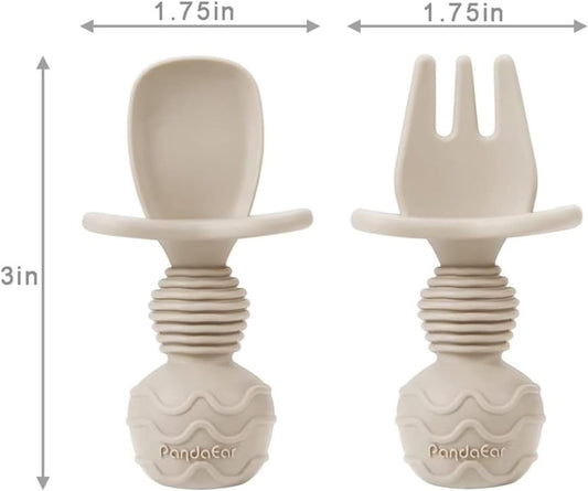 PandaEar Conjunto de 6 colheres e garfos de silicone para introdução alimentar de bebês | Talheres infantis para bebês que desejam se alimentar sozinhos |