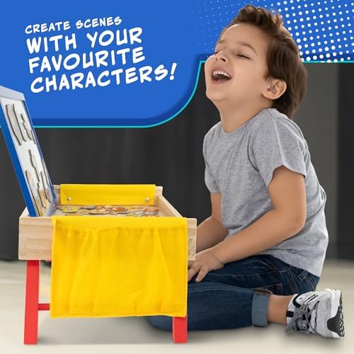 Mesa de Atividades Infantil Marvel Homem-Aranha e Seus Incríveis Amigos – Mesa de colo dobrável de madeira com quadro branco, acessórios magnéticos, bolsos de armazenamento e marcador – Mesa de atividades portátil para meninos e meninas