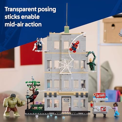 LEGO|Marvel Homem-Aranha vs. Hulk Confronto Épico - Brinquedo Interativo de Super-Heróis com Escritório de 4 Andares, Figura de Ação e 5 Minifiguras, incluindo o Escorpião - Presente para Meninos e Fãs a partir de 8 Anos - 76350