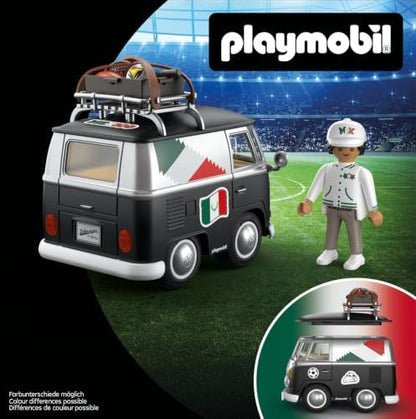 PLAYMOBIL | Volkswagen | Volkswagen T1 Camper Edição MEX | Camper retrô com equipamentos esportivos, bagageiro de teto e cartela de adesivos | Para crianças a partir de 4 anos | 72315
