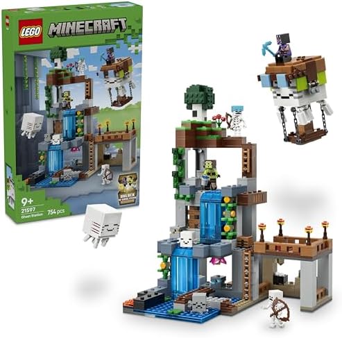 LEGO Minecraft Estação Ghast - Brinquedo com 8 figuras, incluindo 2 esqueletos e 4 Ghasts com acessórios - Decoração para quarto infantil - Presente para gamers a partir de 9 anos - 21597