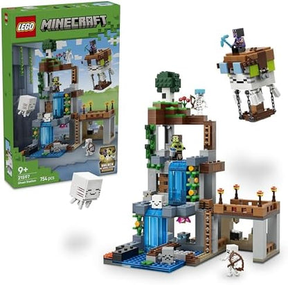 LEGO Minecraft Estação Ghast - Brinquedo com 8 figuras, incluindo 2 esqueletos e 4 Ghasts com acessórios - Decoração para quarto infantil - Presente para gamers a partir de 9 anos - 21597