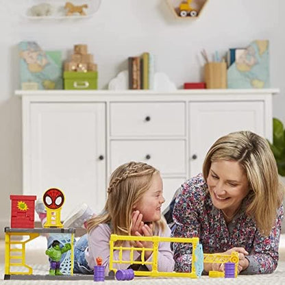 Hasbro Marvel Homem-Aranha e Seus Incríveis Amigos Hulk's Smash Yard Brinquedo Pré-escolar, Conjunto de Brinquedos do Hulk para Crianças a partir de 3 Anos, Multicolorido, Tamanho Único (F3717)