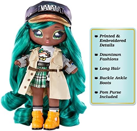 Na! Na! Na! Surprise Glam Series 2 - Boneca de Pelúcia Inspirada na Pata Mallory com Cabelo Verde e Bolsa Metálica com Clipe de Animal - Colecionável - Presente para Crianças a partir de 5 Anos