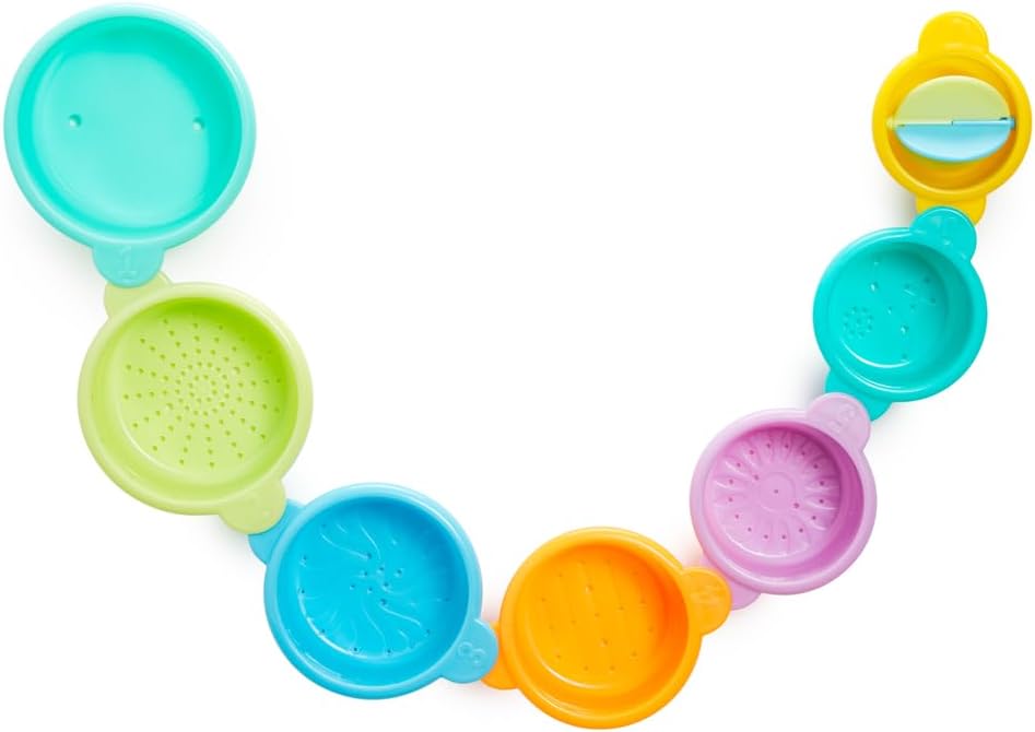 Munchkin Brinquedo de Banho Connect-A-Cup | Brinquedos de Banho e Bebê, Brinquedo de Bolhas Flutuantes e de Brincar Munchkin, Brinquedo de Banho para Bebê, Brinquedo de Banho Munchkin® Pop Squish, Espuma de Banho Munchkin Learn Baby