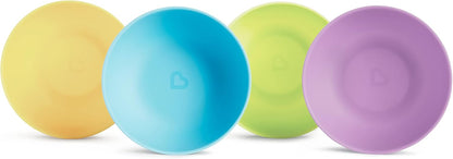 Munchkin Conjunto de colheres para desmame de bebê com alças ergonômicas, tigelas para bebês - conjunto de tigelas de plástico brilhantes, xícaras para crianças, conjunto de pratos para bebês | Pratos empilháveis para crianças,