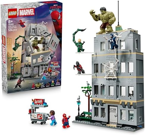 LEGO|Marvel Homem-Aranha vs. Hulk Confronto Épico - Brinquedo Interativo de Super-Heróis com Escritório de 4 Andares, Figura de Ação e 5 Minifiguras, incluindo o Escorpião - Presente para Meninos e Fãs a partir de 8 Anos - 76350