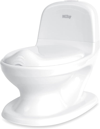 Nuby My Real Urinal Potty Training Toilet para meninos com botão de descarga realista e som para bebês e crianças, branco
